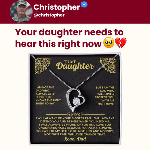 “I May Not Be a Perfect Dad, But I'll Always Protect You" – Necklace for Daughter from Dad