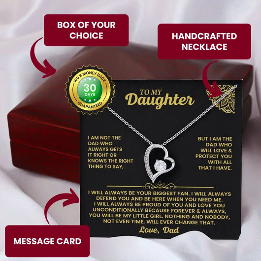 “I May Not Be a Perfect Dad, But I'll Always Protect You" – Necklace for Daughter from Dad